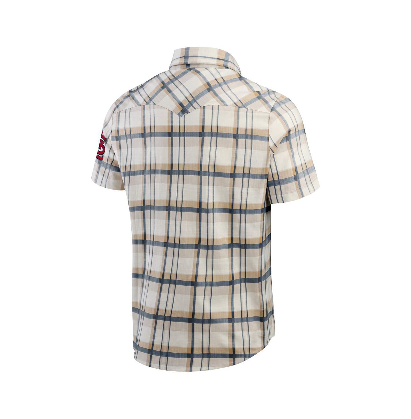 Мужская рубашка Fanatics Darius Rucker Collection by Cream/Navy St. Louis Cardinals Plaid Full-Snap — фото 3