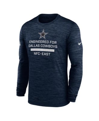 Men's Navy Dallas Cowboys Sideline Velocity Performance Long Sleeve T-Shirt