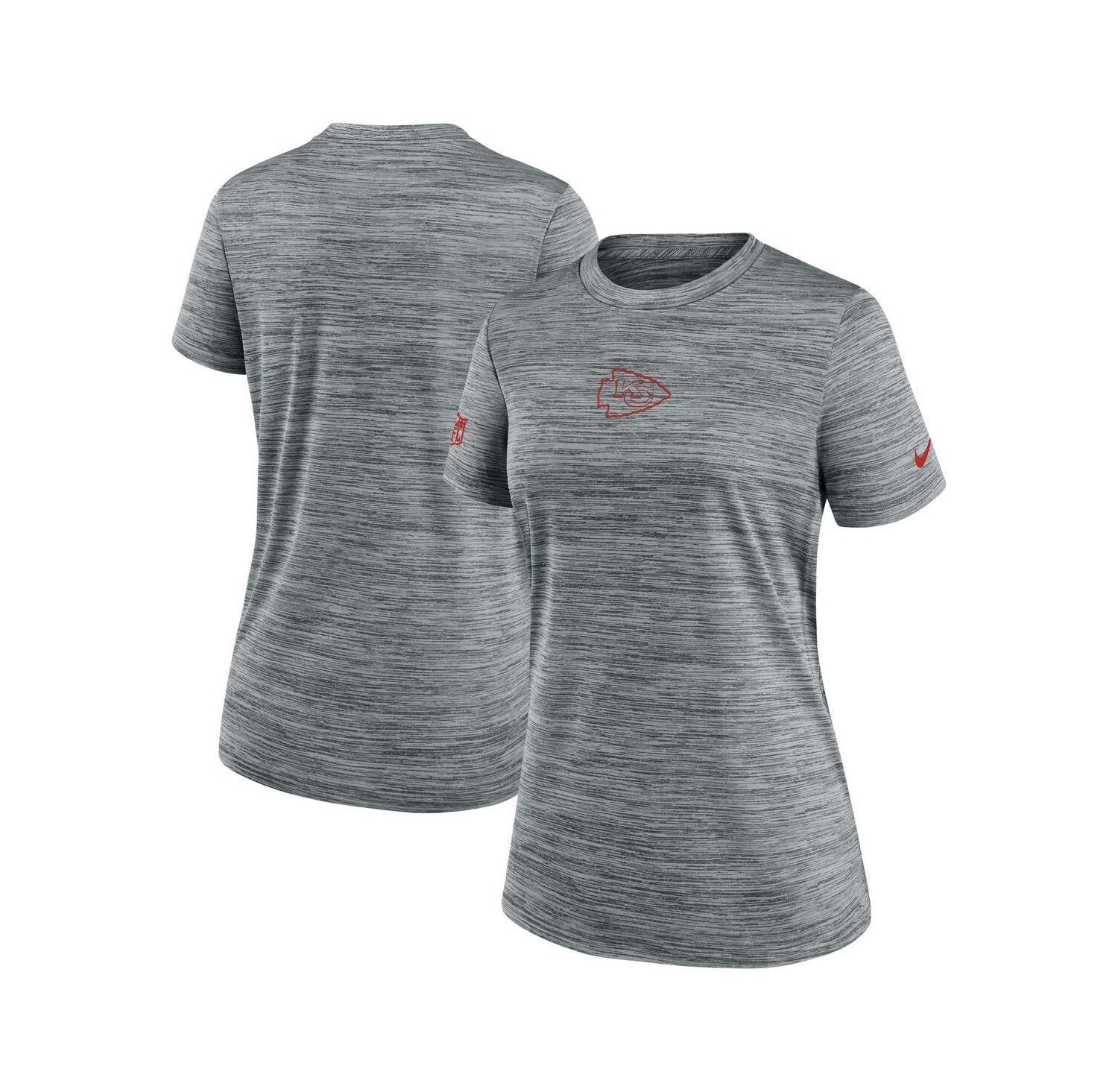 Women's Gray Kansas City Chiefs Sideline Velocity Performance T-Shirt