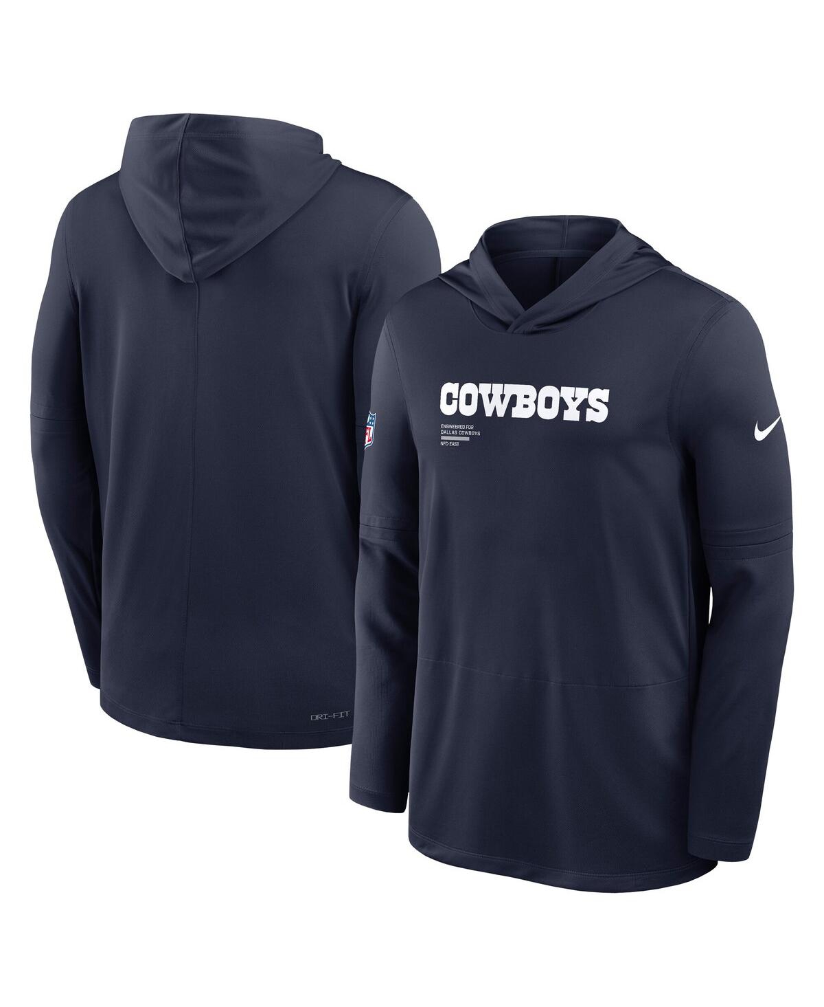 Nike Men's Navy Dallas Cowboys Pure Fury Performance Long Sleeve Hooded T-Shirt - Navy