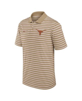 Men's Tan Texas Longhorns Athletic Prep Striped Performance Polo Shirt