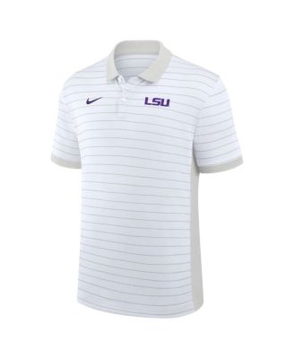 Men's White LSU Tigers 2025 Early Season Coaches Sideline Victory Stripe Performance Polo Shirt