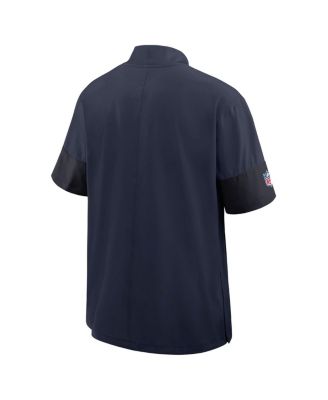 Men's Navy New England Patriots Sideline Short Sleeve Quarter-Zip Performance Coach Jacket
