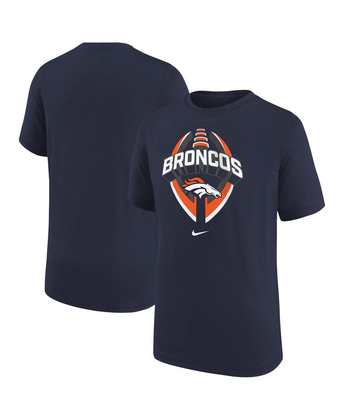 Nike Big Boys and Girls Navy Denver Broncos Icon Legend T-Shirt - Navy
