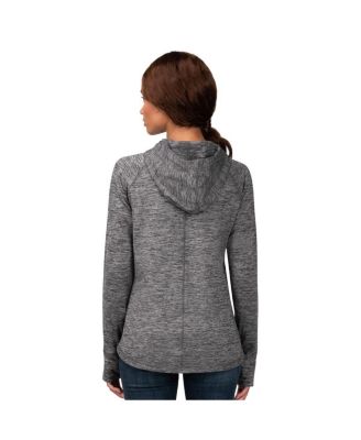 Women's Heather Gray Atlanta Braves Defender Space Dye Raglan Full-Zip Hoodie