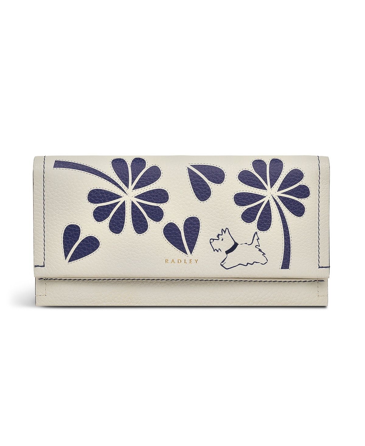 Cut Out Floral Flap Over Wallet - Chalk