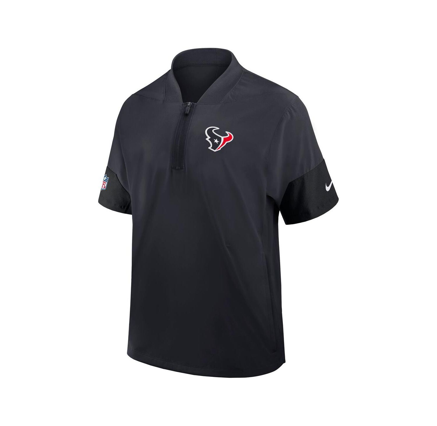 Men's Navy Houston Texans Sideline Short Sleeve Quarter-Zip Performance Coach Jacket