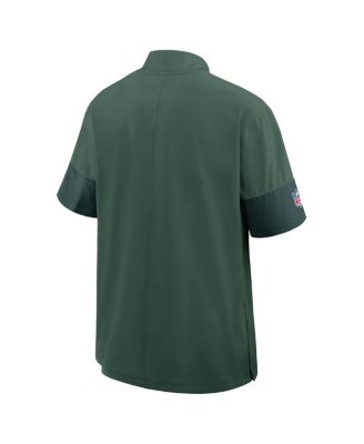 Men's Green Green Bay Packers Sideline Short Sleeve Quarter-Zip Performance Coach Jacket