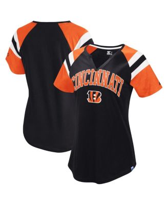 Starter - Women's&nbsp;Black Cincinnati Bengals Game On Notch Neck Raglan T-Shirt