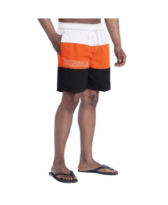 Men's Black/Orange Cincinnati Bengals Sunrise Volley Swim Shorts