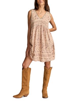 Lucky Brand - Women's Cotton Floral V-Neck Mini Dress
