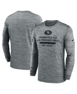Nike - Men's Gray San Francisco 49ers Sideline Velocity Performance Long Sleeve T-Shirt
