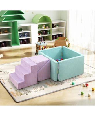 Kids 3-in-1 Soft Climbing Blocks Play Set with Foam and Suede Fabric