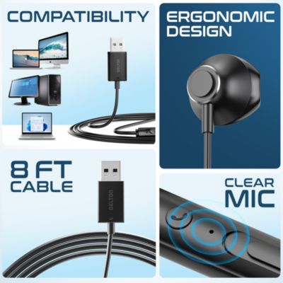10E USB A Wired Computer Headset with Microphone, 8ft Cord (DWH10E)