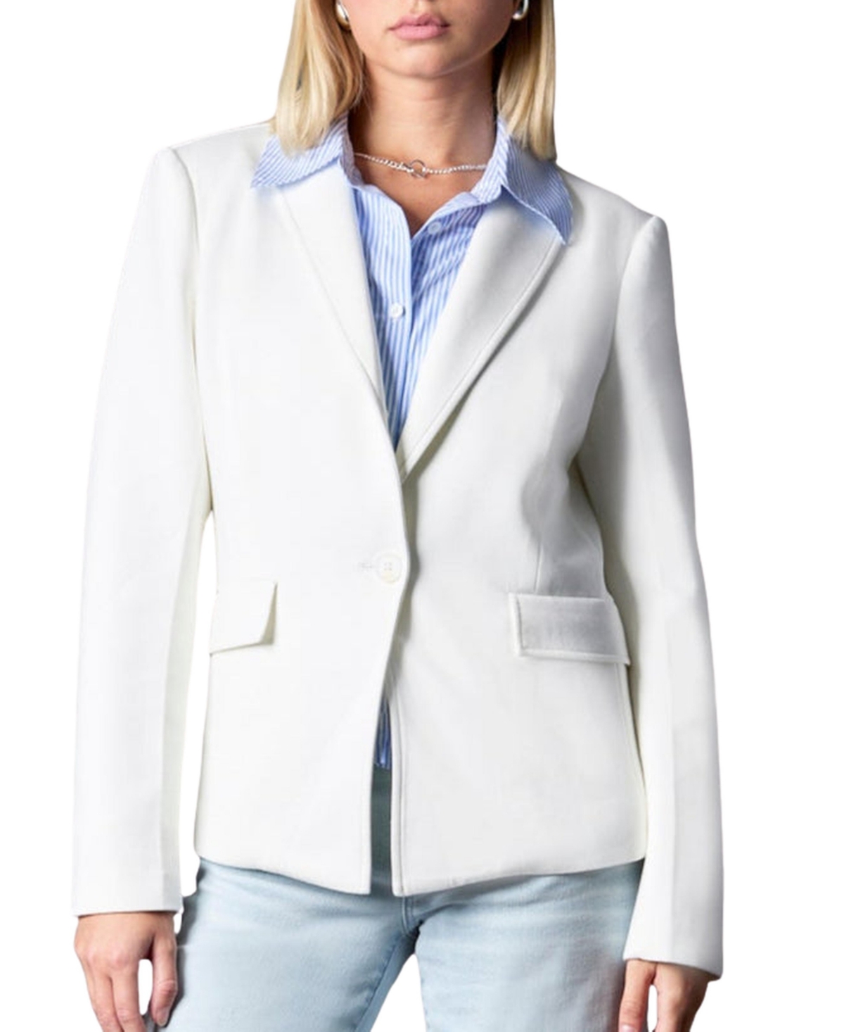 Women's Removable Denim Insert Helen Blazer - Pale pink