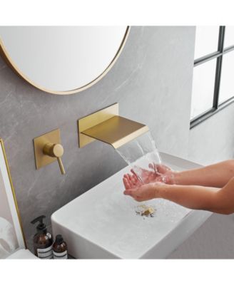 Single Handle Wall Mount Spout Waterfall Bathroom Faucet