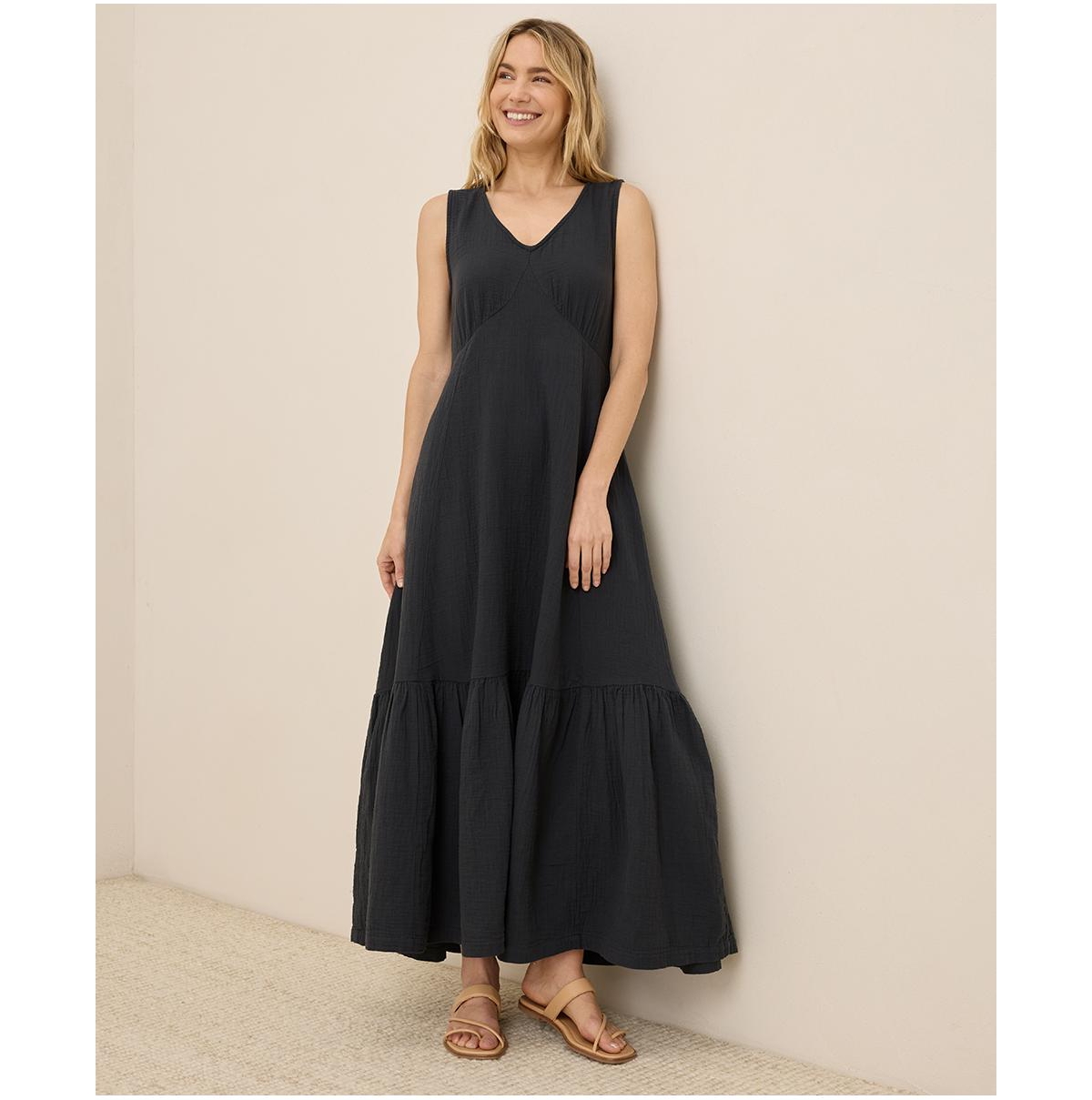 Women's Organic Cotton Coastal Double Gauze Beach To Brunch Dress - Sangria