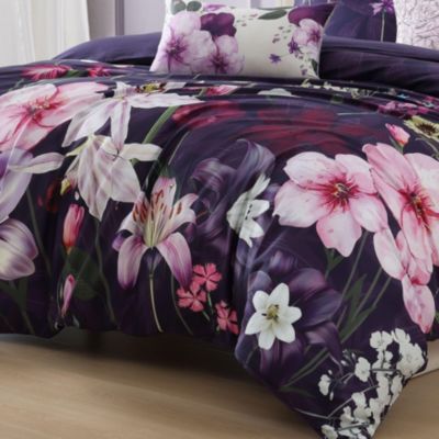 Morning Glory Bedding 100% Cotton Sateen 5 Piece King Size Reversible Comforter Set