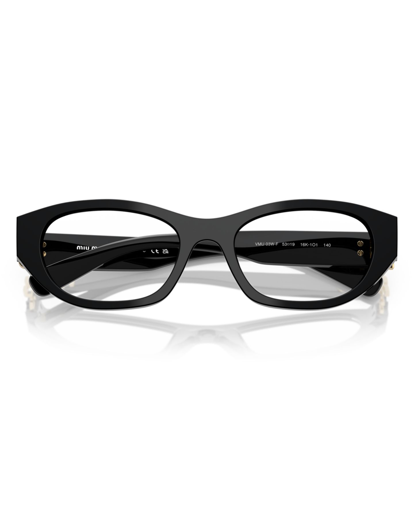 Женские очки MIU MIU Woman Irregular Plastic MU 03WVF Eyeglasses, цвет: Чёрный — фото 4