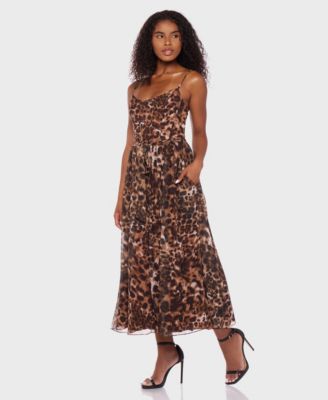 Juniors' Printed Chiffon Sleeveless Midi Dress