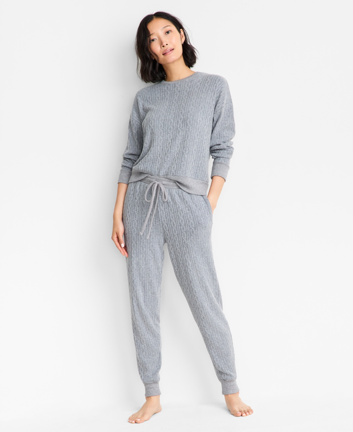 State Of Day Women's Cable Jogger Pajama Set, Xs-3x, Macy's Exclusive