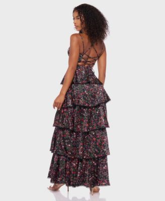 Juniors' Sleeveless Satin Maxi Dress