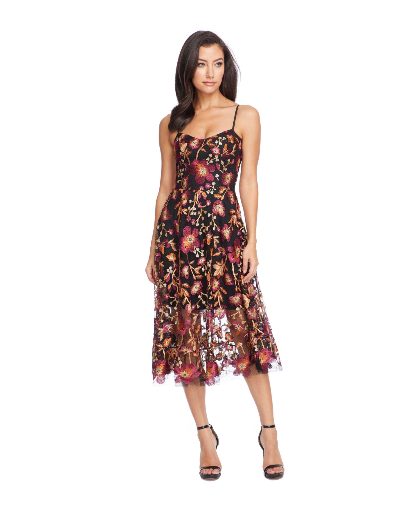 Женское платье Dress the Population Uma Sleeveless Fit & Flare, цвет: Тёмно-бордовый / Чёрный — фото 1