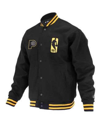 Men's and Women's Black Indiana Pacers Logoman Shadow Collection Full-Snap Varsity Jacket