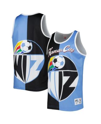 Mitchell & Ness - Men's Black/Sky Blue Sporting Kansas City Sublimated Split Logo Tank Top