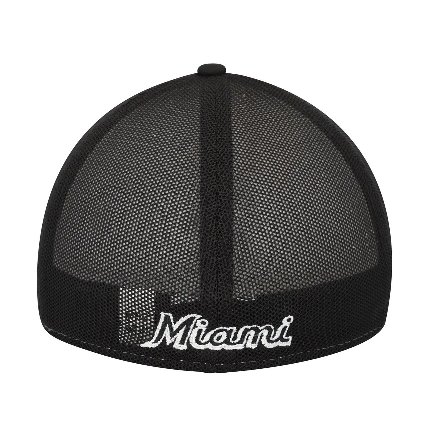 Мужская кепка New Era Black/White Miami Marlins 2023 On-Field Batting Practice 39THIRTY Flex Hat — фото 2