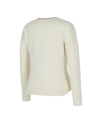 Women's 2-Piece Cream New York Knicks Kaki Hacci Knit Long Sleeve T-Shirt and Shorts Set