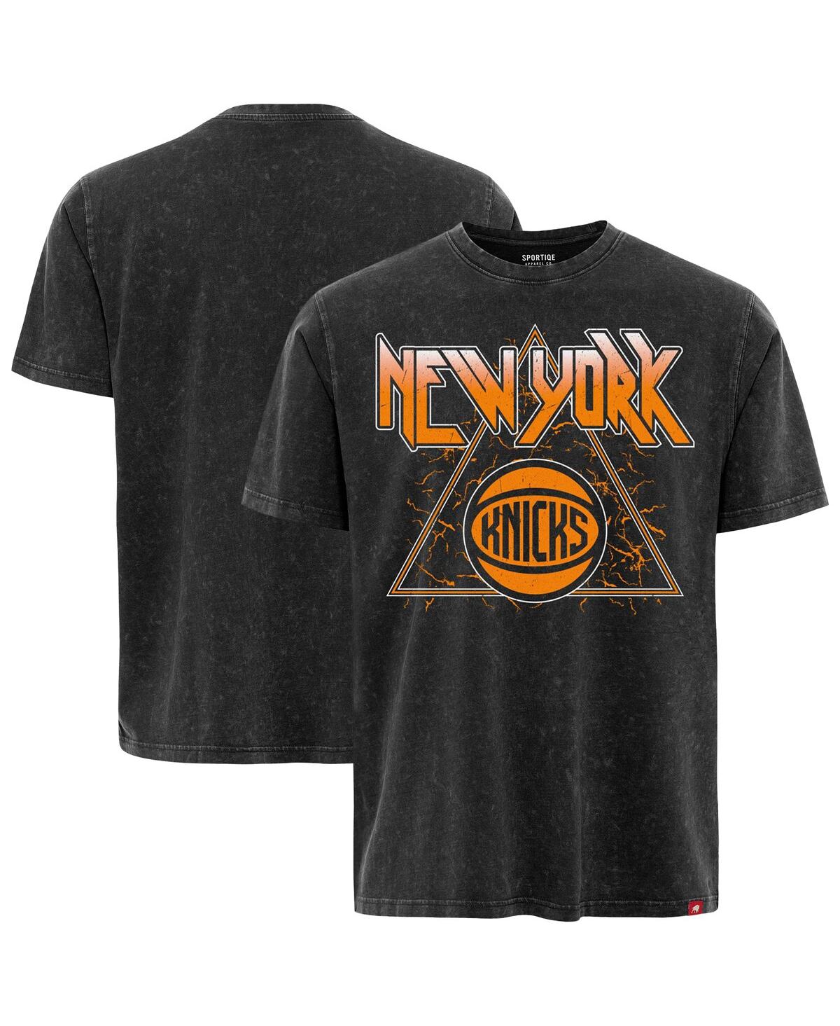 Men'sÂ Black New York Knicks Distressed Rock Roll Collection Angus Premium Mineral Wash T-Shirt - Black