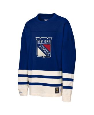 Big Boys and Girls Blue New York Rangers Chainstitch Heavyweight Long Sleeve T-Shirt
