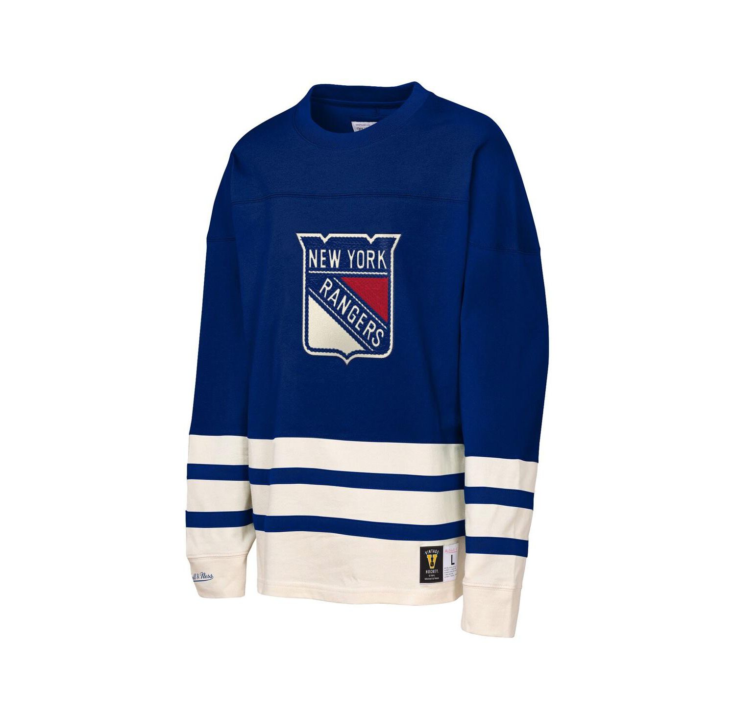 Big Boys and Girls Blue New York Rangers Chainstitch Heavyweight Long Sleeve T-Shirt