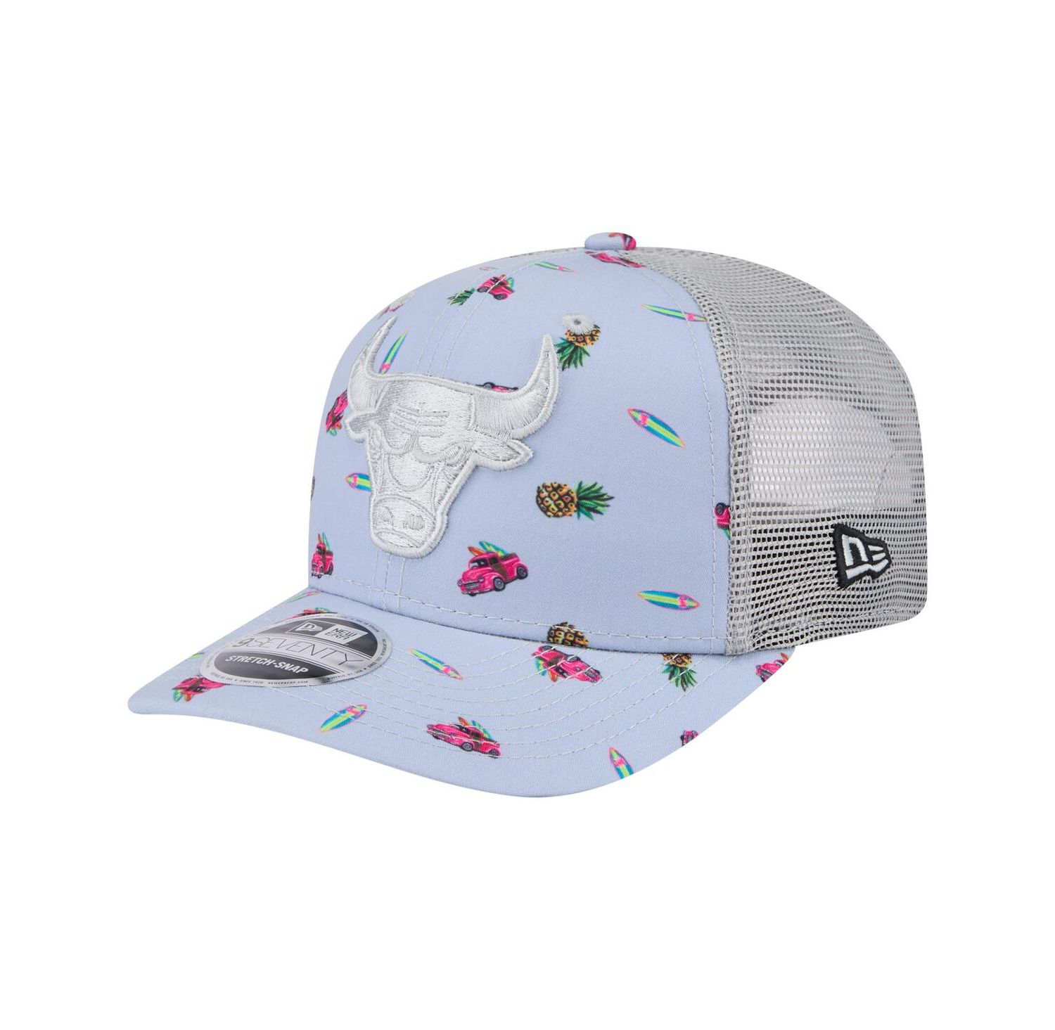 Men's Light Blue/Gray Chicago Bulls Adventure Aloha Pattern 9SEVENTY Stretch-Snap Hat