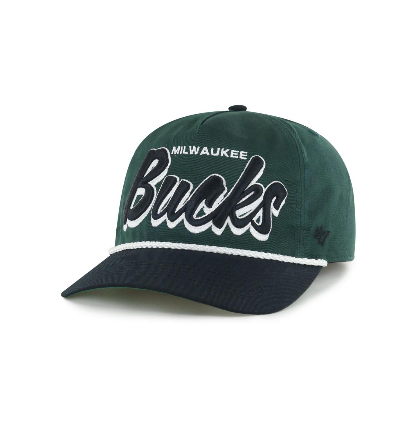 Мужская кепка '47 Brand Hunter Green/Black Milwaukee Bucks Drop Shadow Rope Hitch Adjustable Hat — фото 2