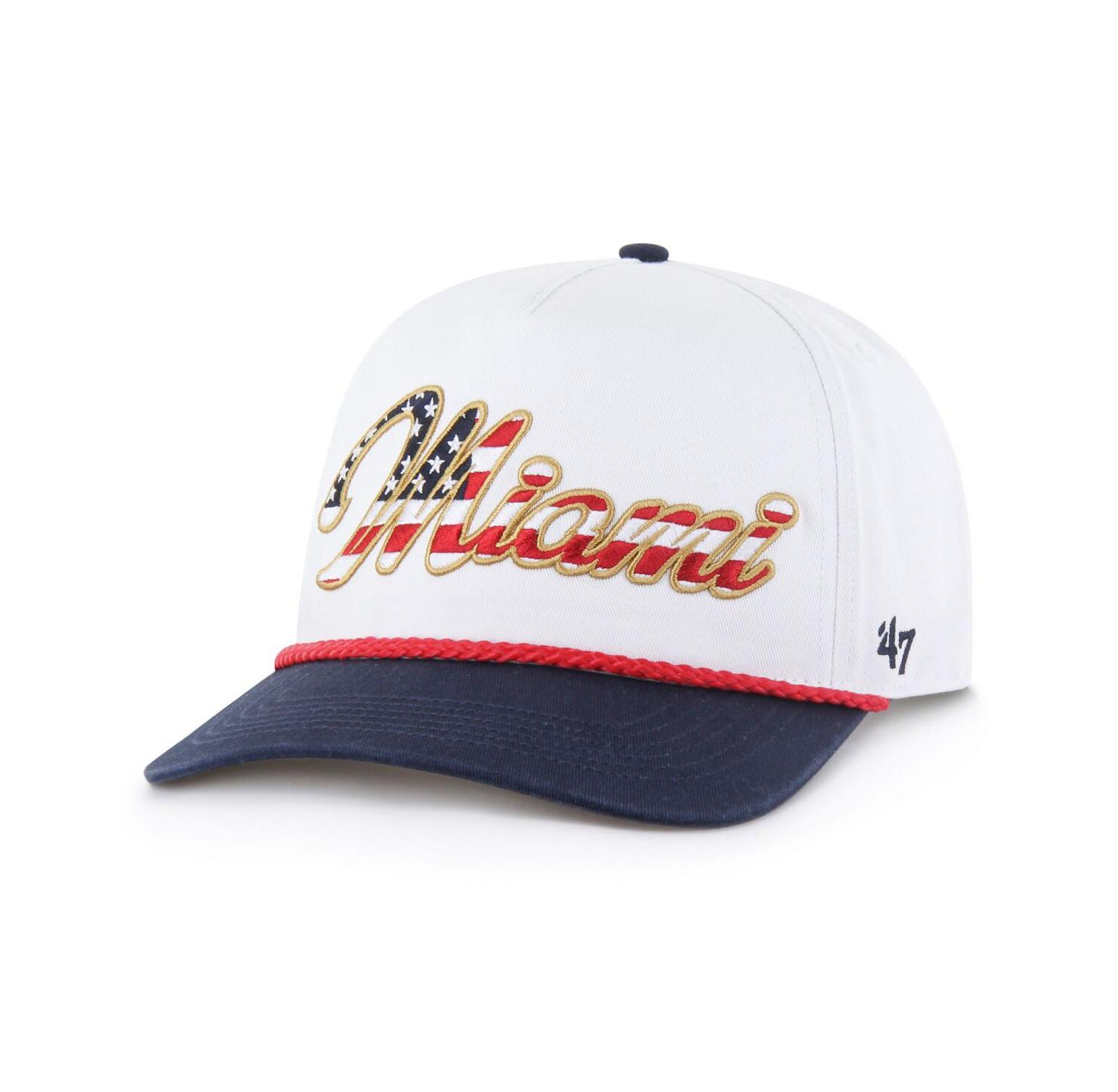 Men's White Miami Dolphins Patriotic Overhand Hitch Adjustable Hat