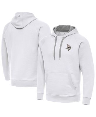 Antigua - Men's White Minnesota Vikings Brushed Carbon Victory Pullover Hoodie