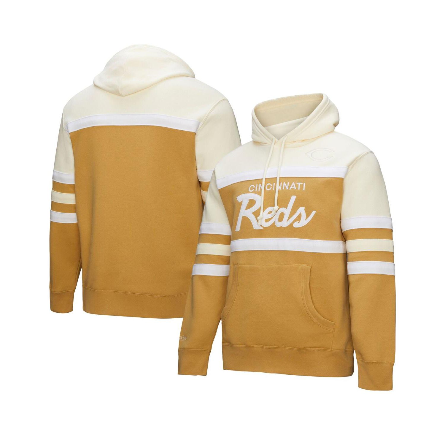 Men's Tan/Cream Cincinnati Reds Head Coach Pullover Hoodie