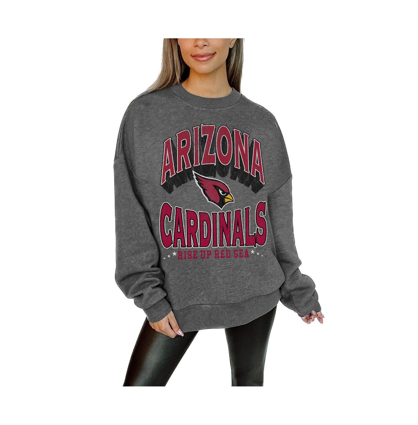 Женская толстовка Gameday Couture Charcoal Arizona Cardinals Long Weekend Premium Fleece Drop Shoulder Pullover — фото 1