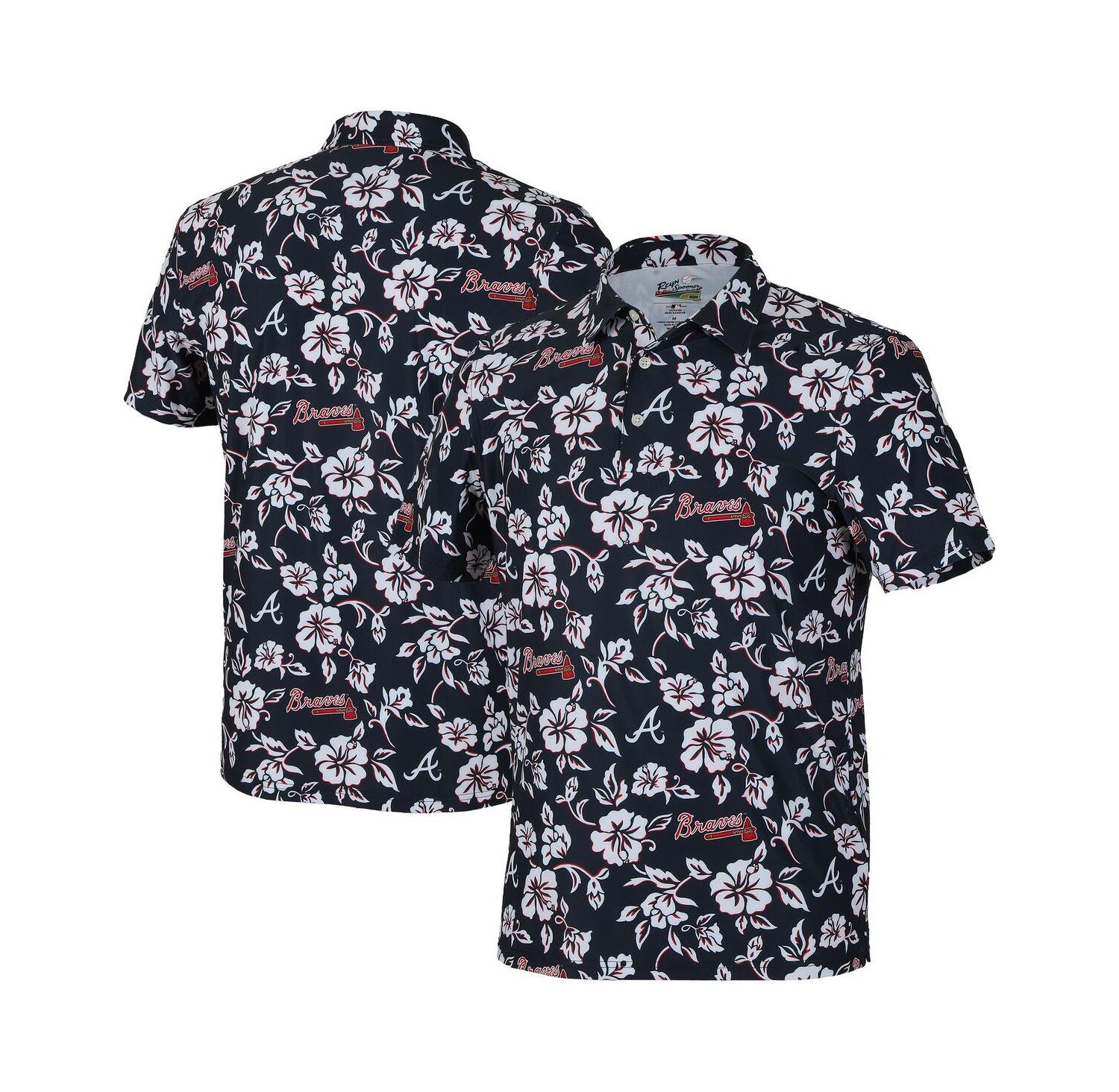 Men's Navy Atlanta Braves Pua Performance Polo Shirt