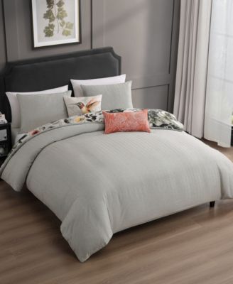 Vintage Bloom Bedding 100% Cotton Sateen 5 Piece King Size Reversible Comforter Set