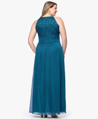 Plus Size Lace Long Halter Dress