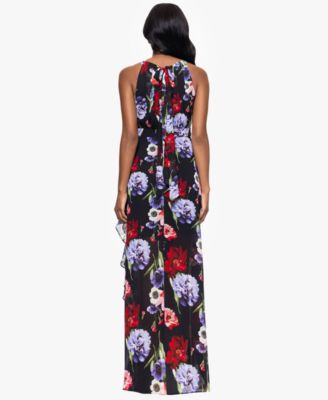 Petites Printed Long Halter Dress