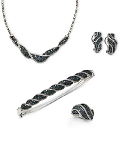 Wrapped in Love Diamond and Blue Diamond Jewelry in Sterling Silver