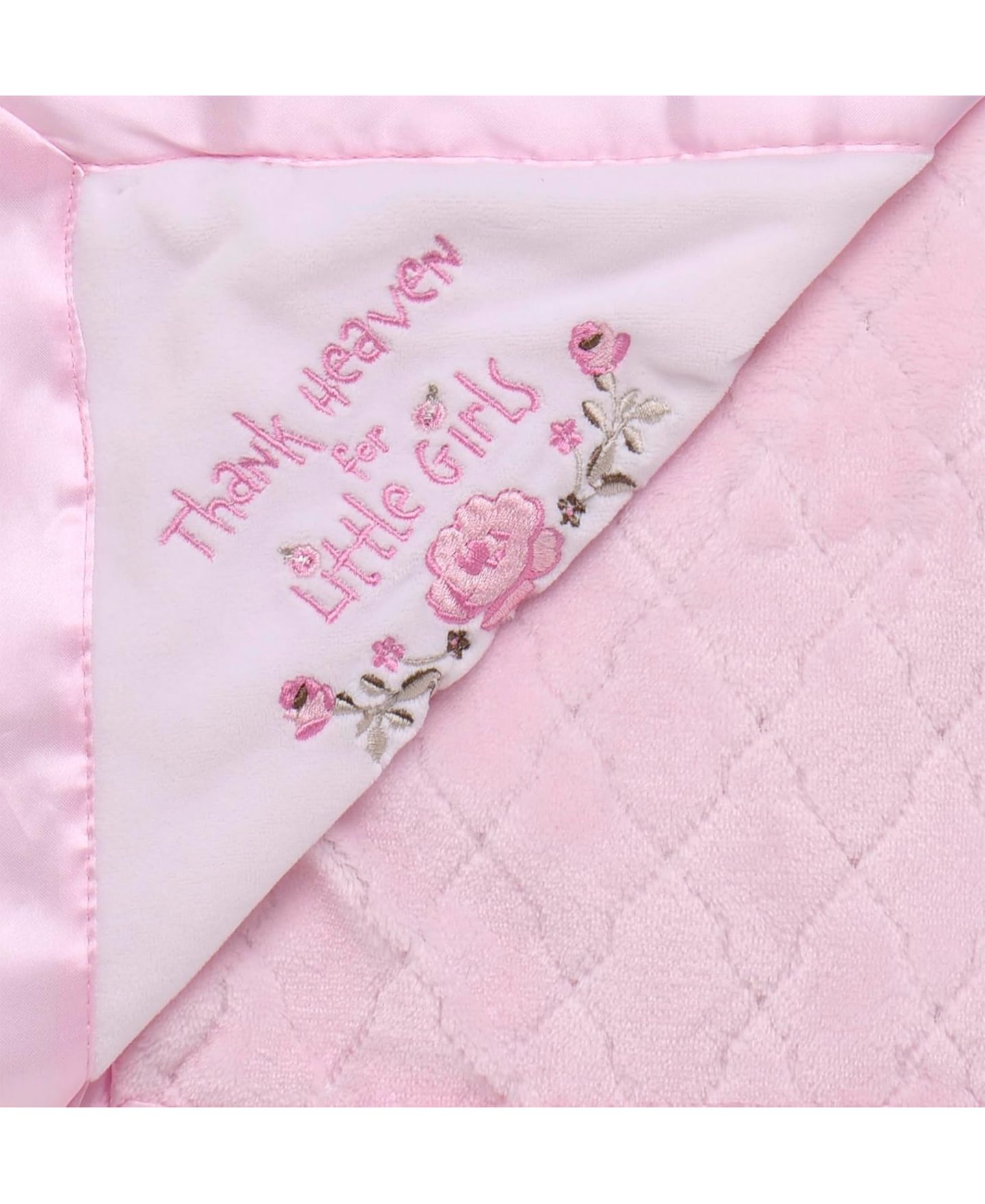 Детское одеяло Little Me Thank Heaven for Little Girls с атласом, цвет: Розовый — фото 2