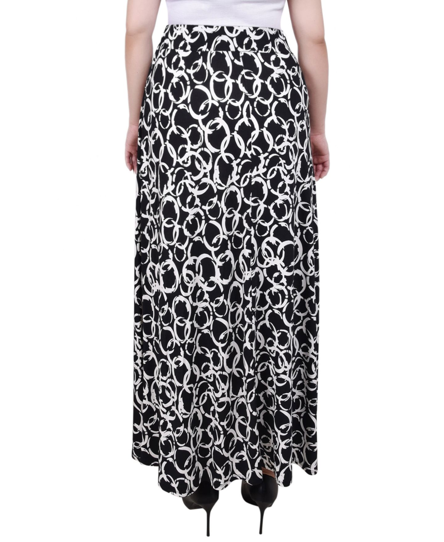 Женская юбка NY Collection Petite Ring Midi-Length, цвет: Чёрный белый — фото 2
