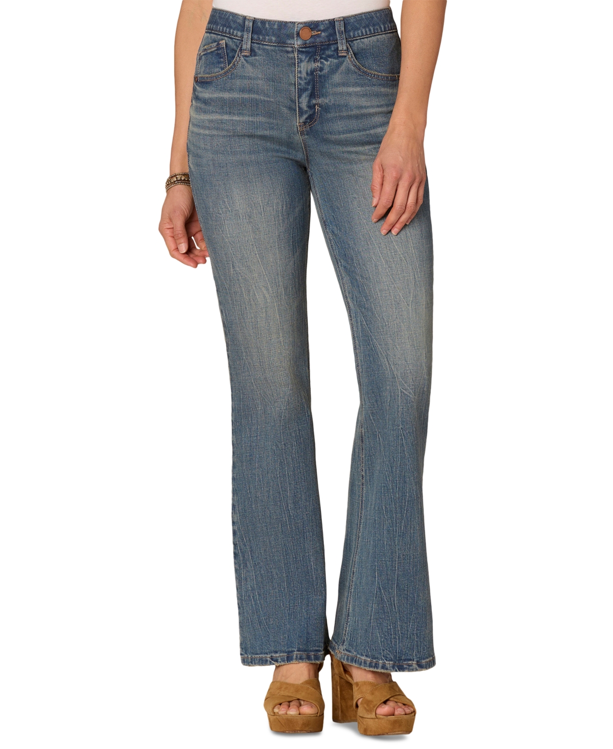 Petite "Ab" Solution High Rise Out There Flare Jeans - Mid Blue