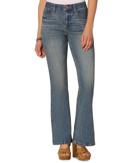 Petite "Ab"solution High Rise Out There Flare Jeans - Mid Blue