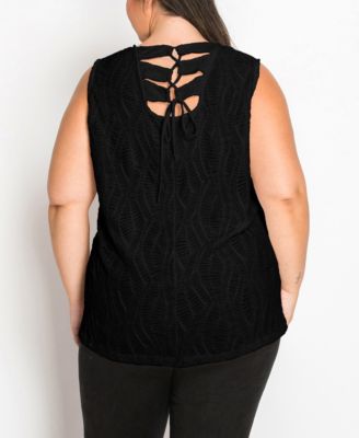 Plus Size Spiral Wave Texture Strappy Back Tank Top
